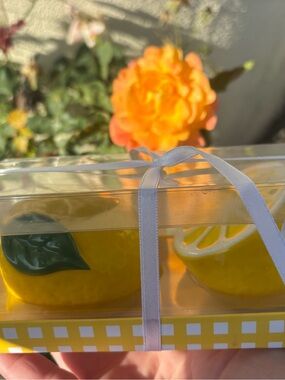 New in Box Handpainted Lemon Salt and Pepper Shakers